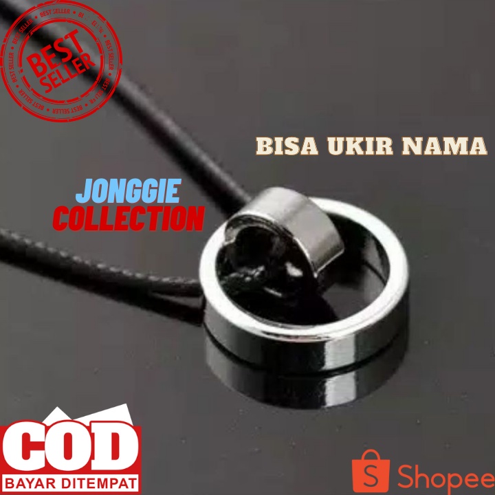 Kalung Pria Kalung Tali Liontin Cincin Double Bisa Ukir Nama Besar Stainless style Anti Karat Bisa COD