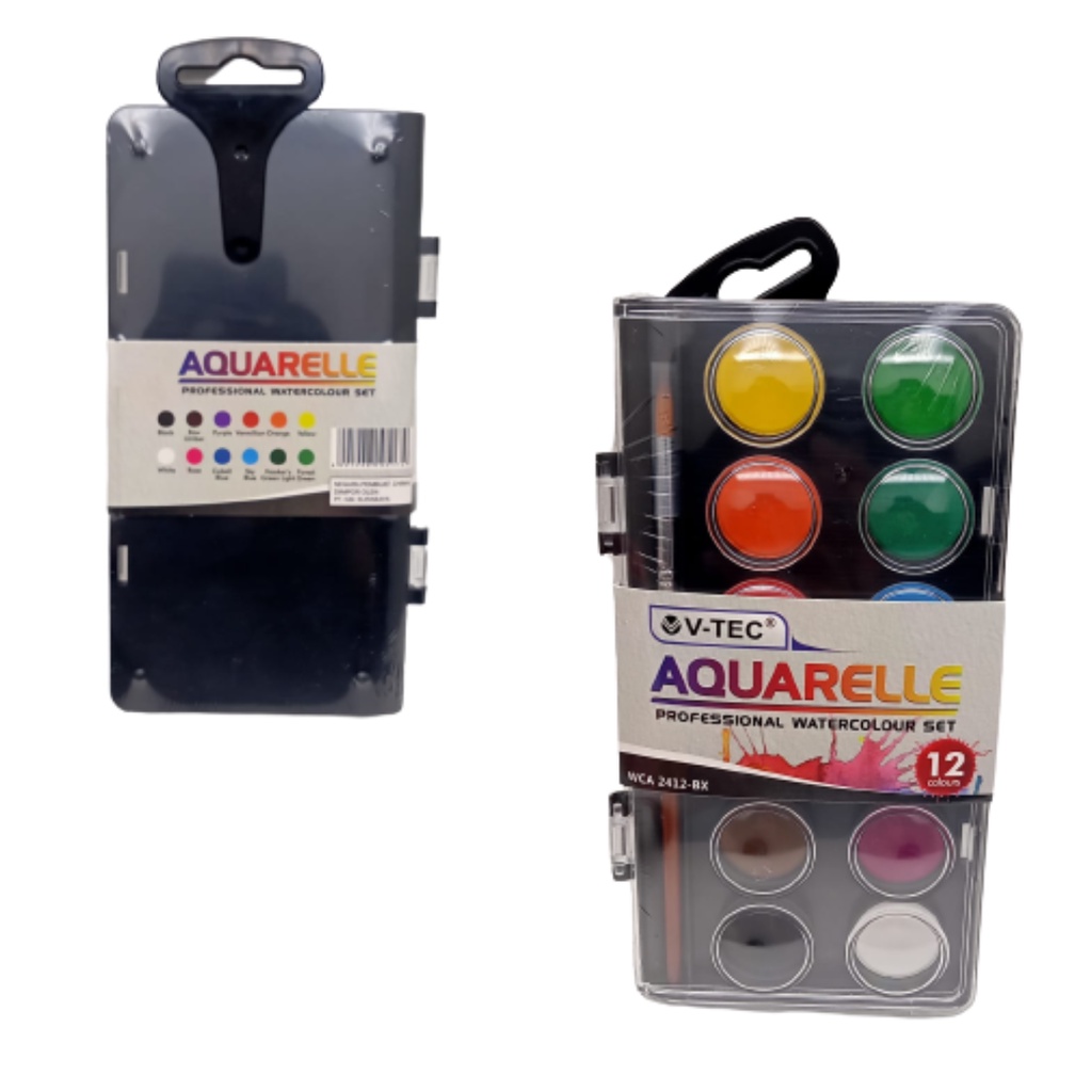 

V-TEC WATERCOLUR SET 12, 24, 36 WARNA - V TEC AQUARELLE WATERCOLOUR - WATERCOLOUR SET - WATERCOLOR CAKE - CAT AIR