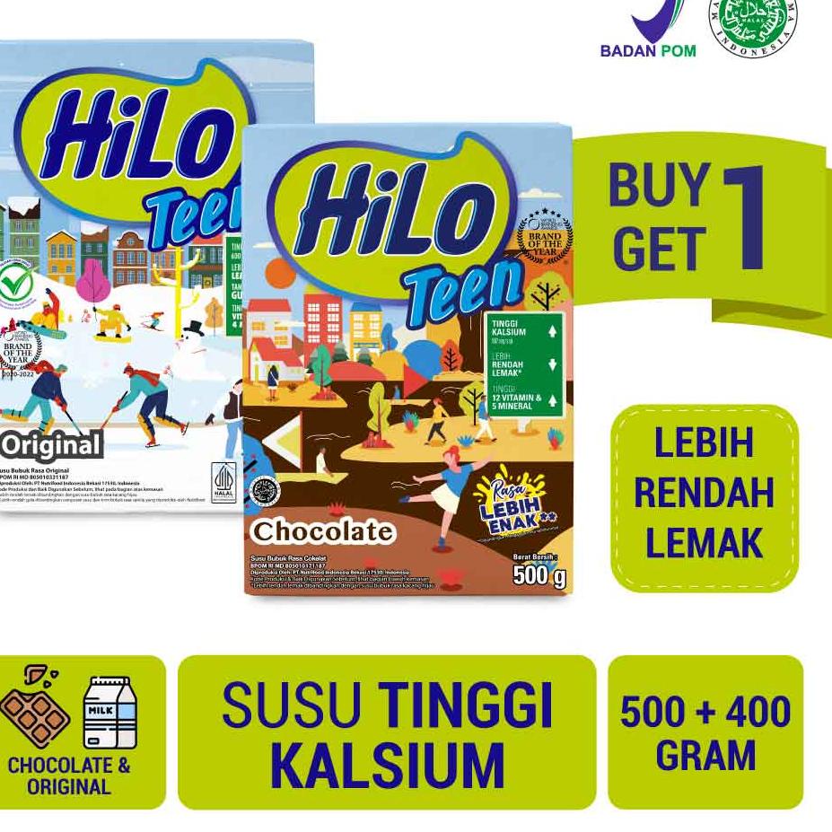 

♠ BUY 1 GET 1 - HiLo Teen Chocolate 500 gram & Original 400 gram ➸