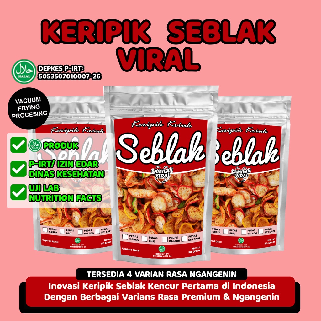 

☑️ (HALAL PIRT) - KERIPIK SEBLAK REMPAH / KRIPIK SEBLAK / CEMILAN PAKET USAHA / CEMILAN VIRAL BY CAMILAN VIRAL