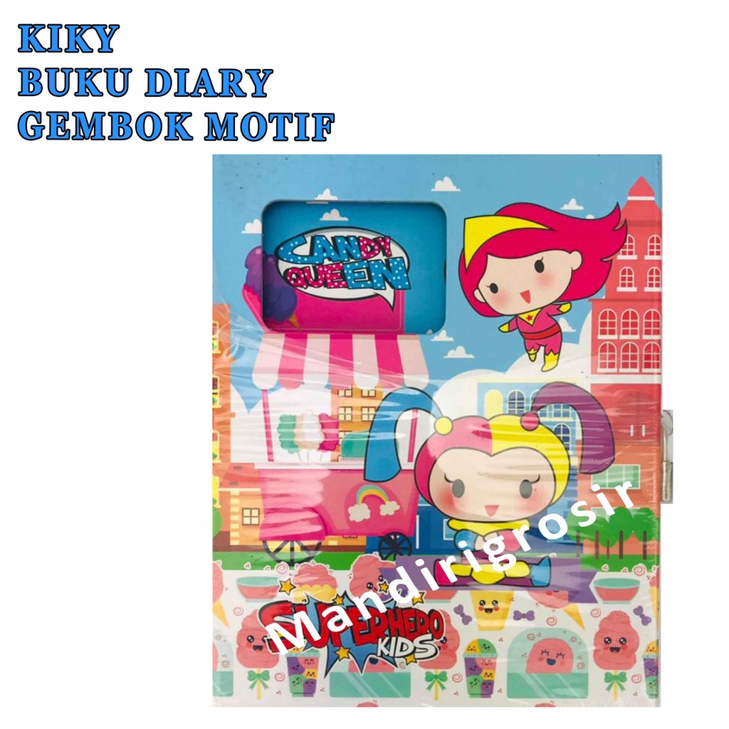 Buku Diary* Kiky* Buku dengan Gembok* Buku A5* 17x12 cm