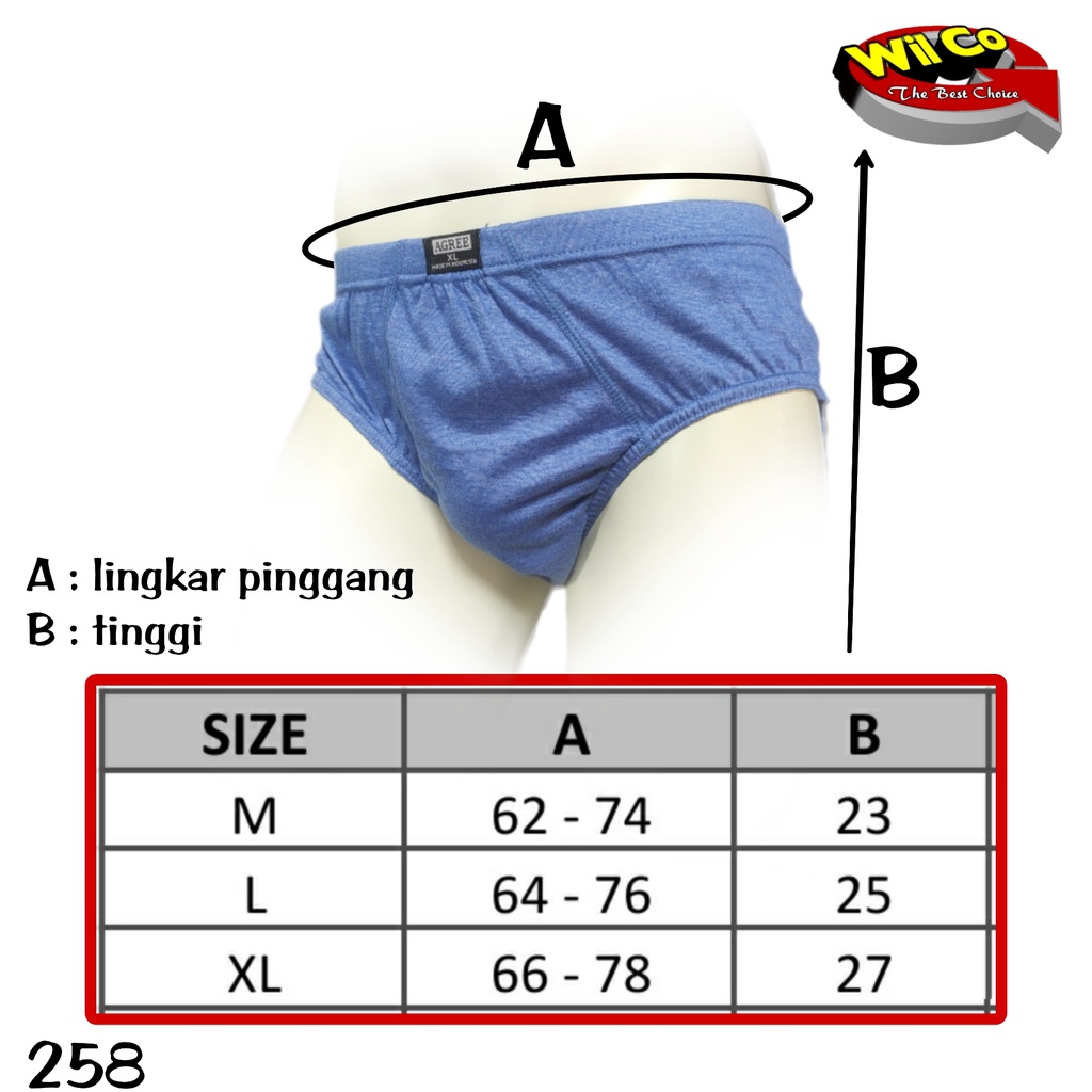 K258T - (DIJUAL PER 1 BOX ISI 3 Pcs) CELANA DALAM PRIA CD PRIA BRIEFT PAKAIAN DALAM PRIA AGREE SPORT SIZE M - XXL