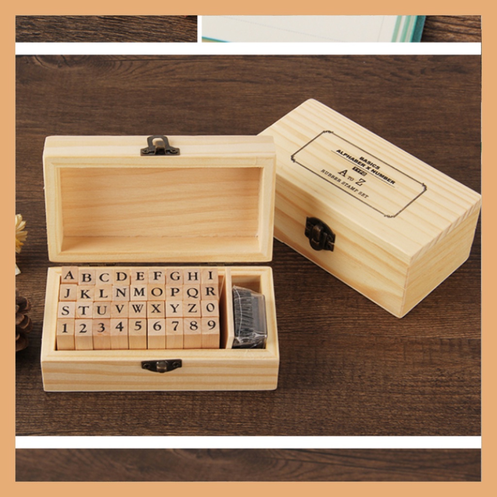 

A-TO-Z BASIC ALPHABET & NUMBER WOODEN RUBBER STAMP SET