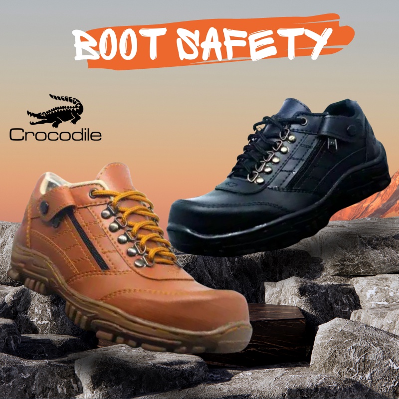 DISKON !! Sepatu Boots Safety Pria Crocodile Morisey Low Boot Sepatu Septi Ujung Besi kerja Pria