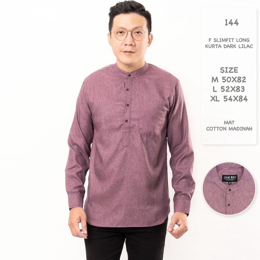 Moncheriswear | Mcw144 Premium Slimfit Long Kurta Soft Lilac & Dark Lilac M-Xl | Kemeja Kurta Koko S