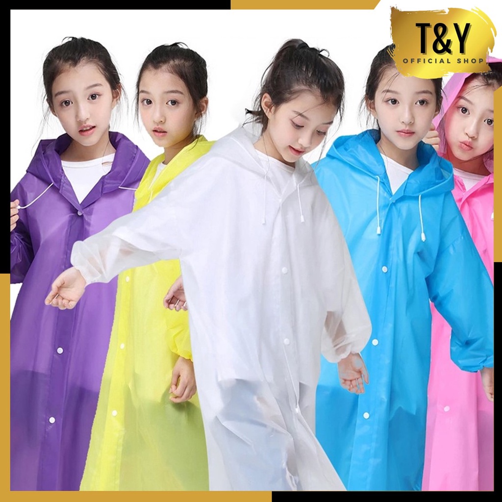 T&amp;Y Jas Hujan Anak Karakter Polos Hoodie Murah EVA Ponco Lengan Polos Jas Hujan Dewasa Warna Mantel Rain Coat Murah Import Berkualitas