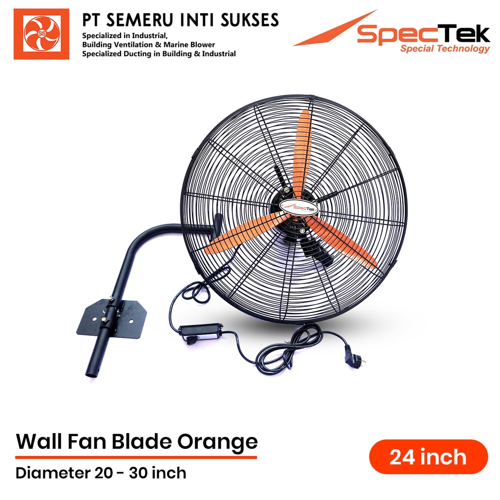 SPECTEK WALL FAN 24 INCH BLADE ORANGE/KIPAS ANGIN DINDING ORANGE 24 INCH