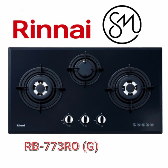 Kompor Gas Tanam 3 Tungku Rinnai RB-773RO (G) Kaca