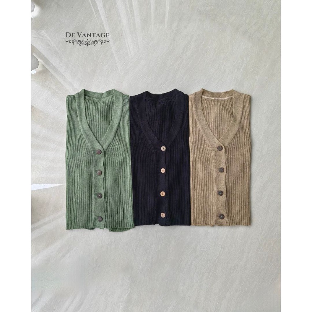 Knit Cardigan Polos dengan Kancing / Cardigan Rajut Lengan Panjang