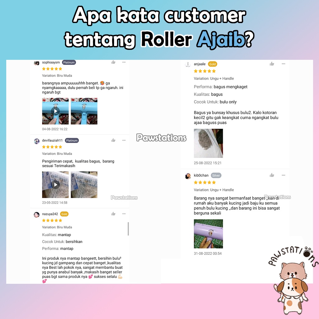 Pembersih Bulu Kucing / Anjing Roller Ajaib Pet Hair Removal Lint Roller Alat Pembersih Bulu Kucing Sikat Pembersih Bulu Kucing