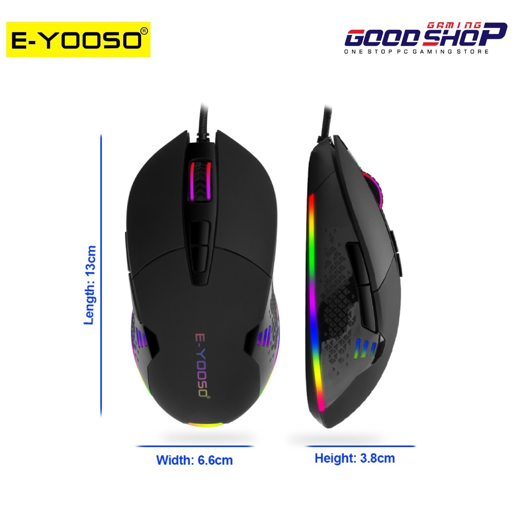 E-YOOSO RGB GAMING MOUSE - X-6 / X6 BLACK