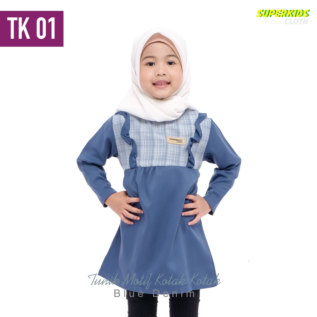 Baju Muslim Anak Perempuan Kotak-Kotak SUPERKIDSCLOTH 1-10 Tahun