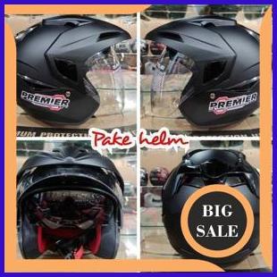 HELM ASCA PREMIER BLACK HITAM DOF HELM HALF FACE HELM DOUBLE VISOR 1M4R23 perkakas