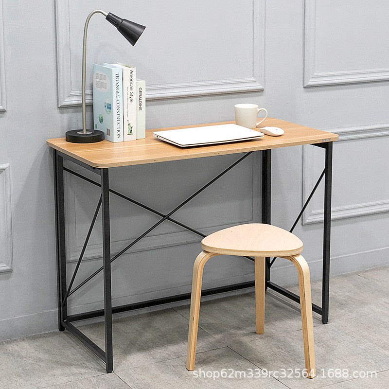 FOLZ Meja Berdiri Sederhana Modern Folding Desk Meja Kerja Kantor  - Terdapat 2 variant ukuran yg tersedia 100x50x75cm dan 80x40x110cm - Warna yang tersedia hanya natural solid wood dan solid steel material frame black - Dapat dilipat agar menghemat ruang