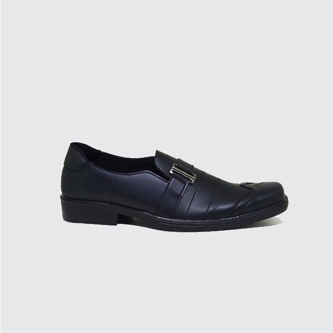 ADOLFO SLIP X ZAGIB | Sepatu Pria Full Black Asli Kulit / Pantofel Ngantor Big Size Formal Ukuran Jumbo Besar