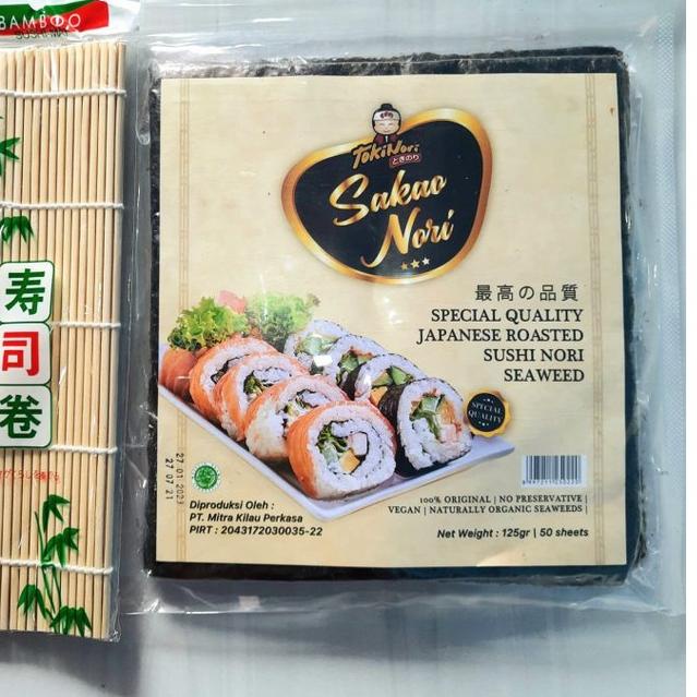 

♪ Paket bahan sushi nori 50 lembar + bambu sushi 1 halal rumput laut seaweed murah sakao nori ✳