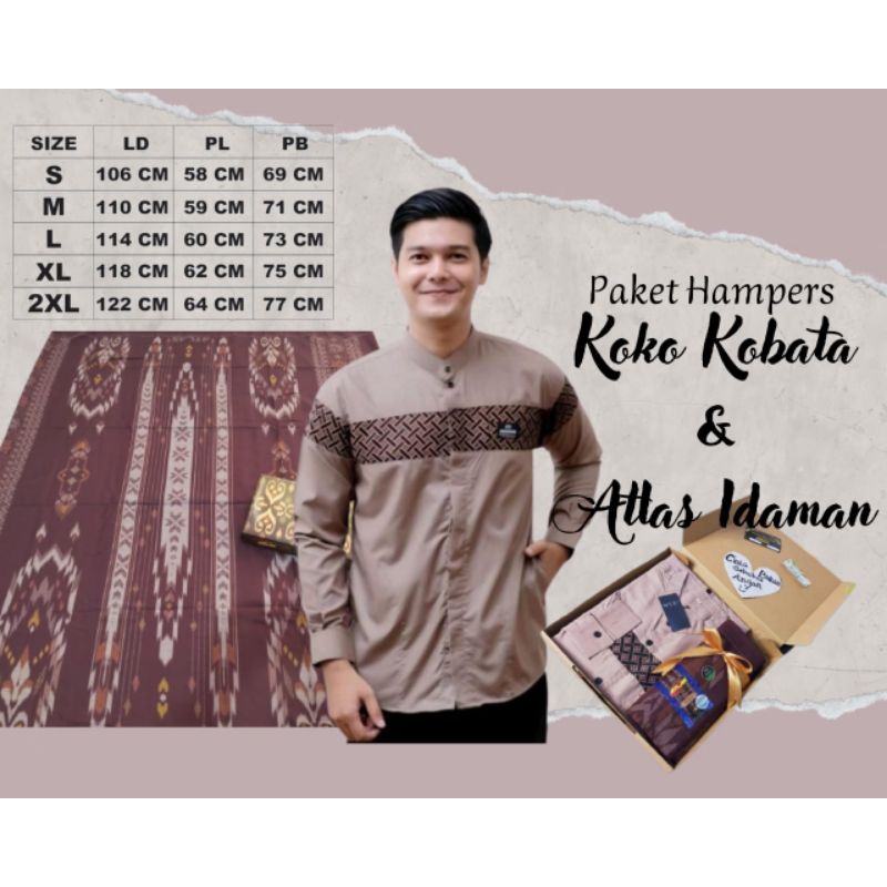 Paket hampers baju koko Kobata dan sarung Atlas Idaman