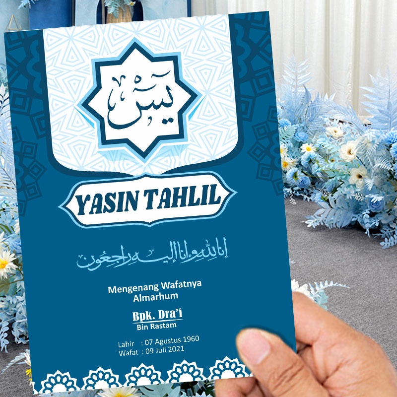 BUKU YASIN dan tahlil 64 Hal (Arab tanpa terjemah) Desain Elegant Bisa Custom Nama dan foto Uk 12 x 