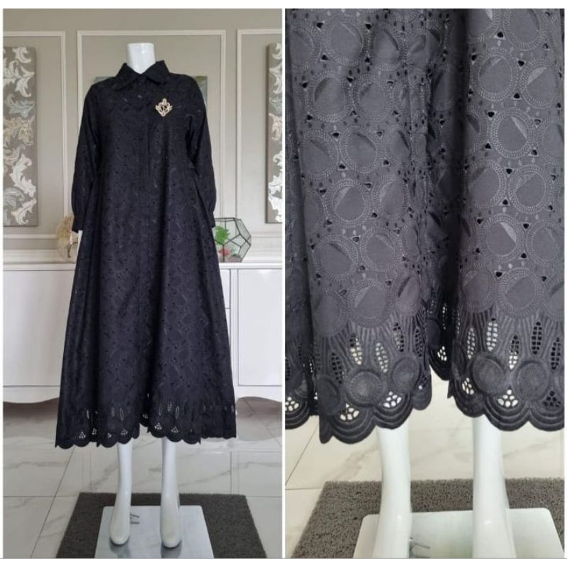 ♡kareemabutik♡ gamis katun bordir lapis furing ori by Edness Kayla