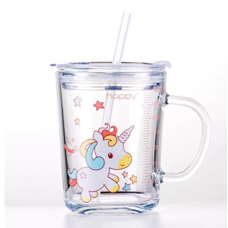 PROMO Gelas Tumblr Kaca Bening Gelas Mug Gelas Kaca dengan Tutup