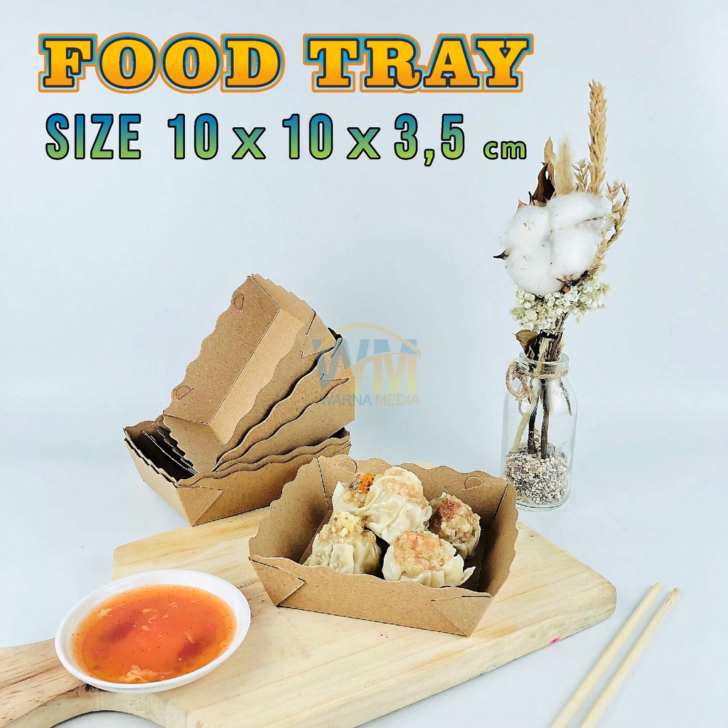 Paper Food Tray S 10x10x3,5 / Piring Nampan Kertas / Alas Tempat Makan / Tempat Makan Kentang Sosis Burger / Nampan Makanan Kertas / Tray Dimsum Paper Tray Soimay