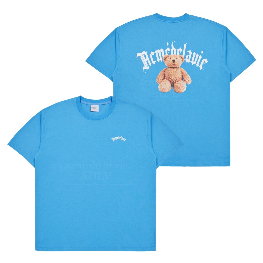 [ADLV] Acmedelavie Gold Chain Bear Doll Short Sleeve T-Shirt Blue