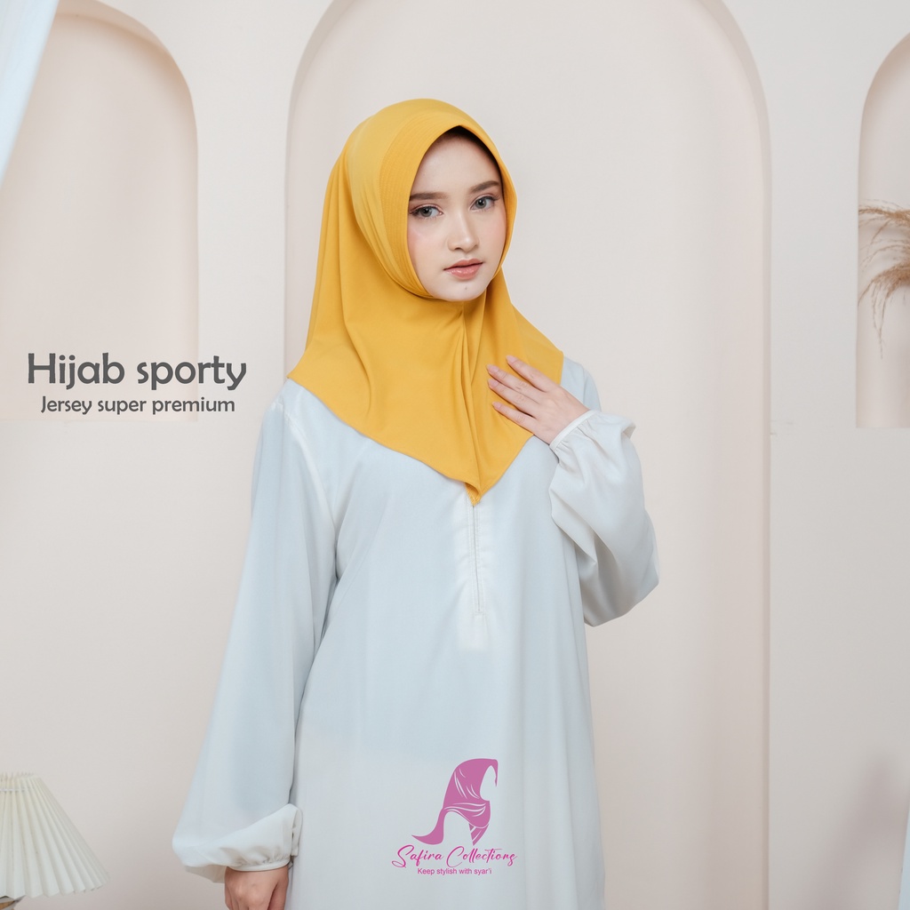 hijab sport pendek pet antem jersey premium