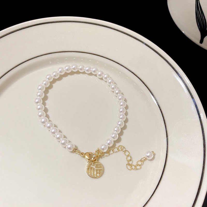 Gelang Rantai Manik Keberuntungan Bangle Untuk Wanita Vintage Gelang Mutiara Buatan Perhiasan Hadiah Terbaik