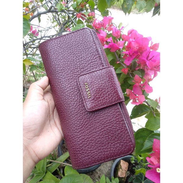 Dompet Fossil Madison Zip clutch Cabernet preloved