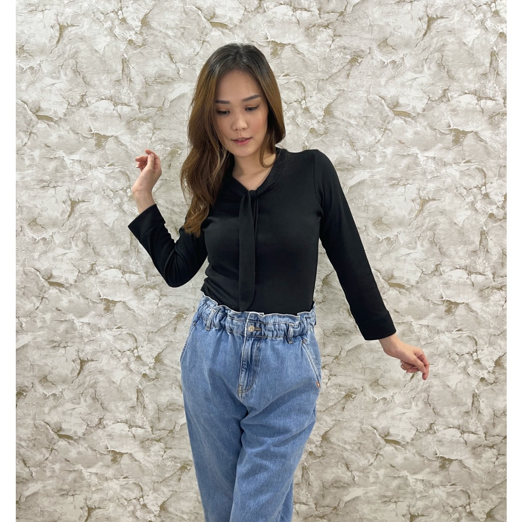 MODAVIE - ACELLA CROPTOP Longsleeve Baju Atasan Lengan panjang Knit Top