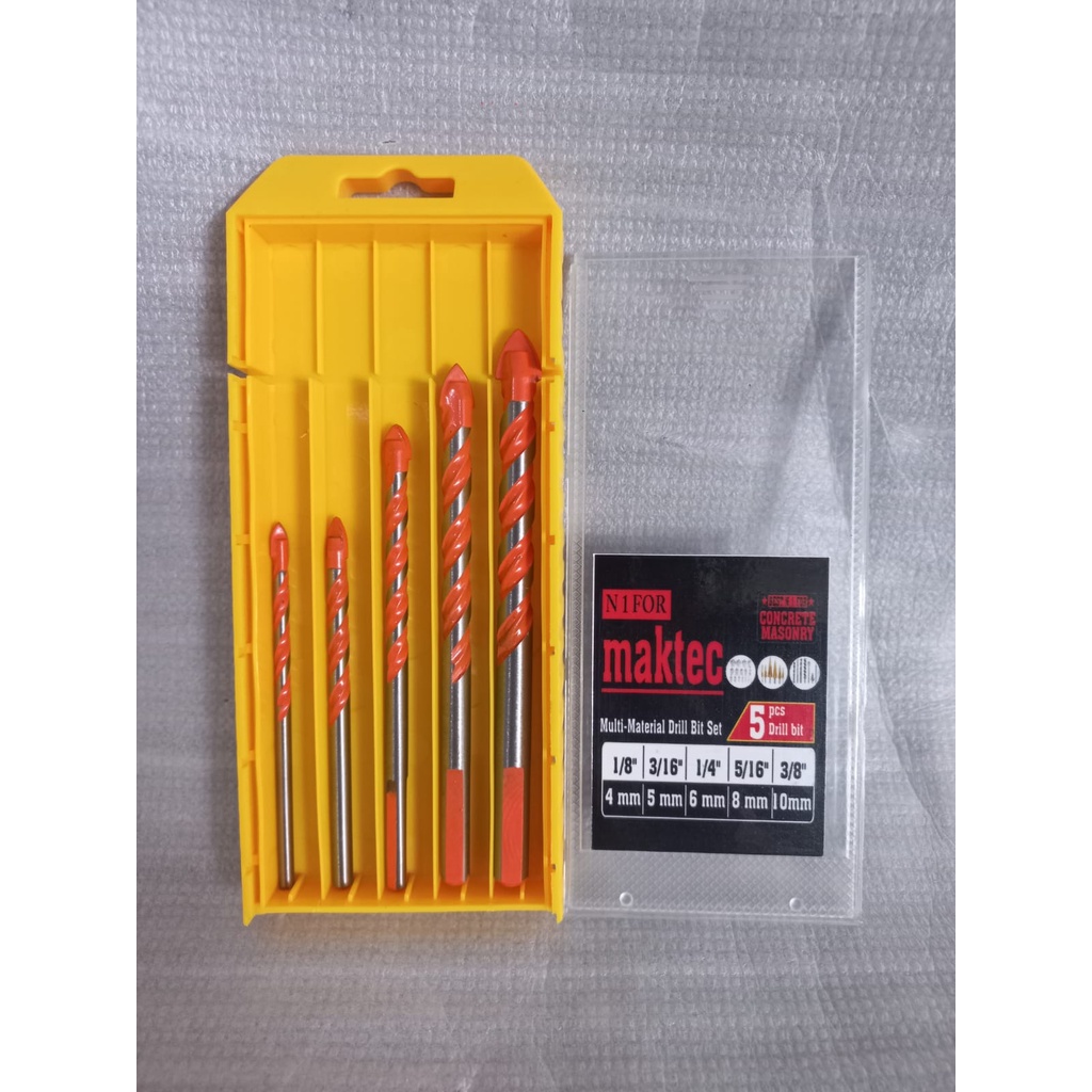 Mata Bor Serbaguna/ mata bor beton,besi,keramik,kaca,dll set 5pcs (4mm,5mm,6mm,8mm,10mm) MERK N1FOR 