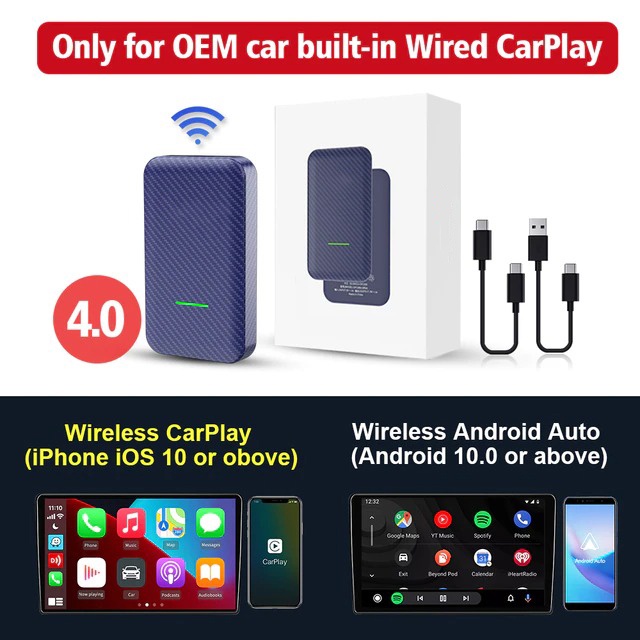 Wireless CarPlay Dongle Bluetooth Auto Connect - CPC200-CP2A - Blue