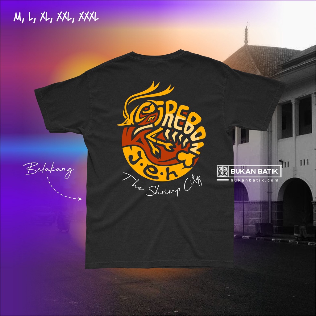Kaos Cirebon Kota Udang Sunan Gunung Jati Cirebon Culture Cirebon Jeh, CJ06, HITAM