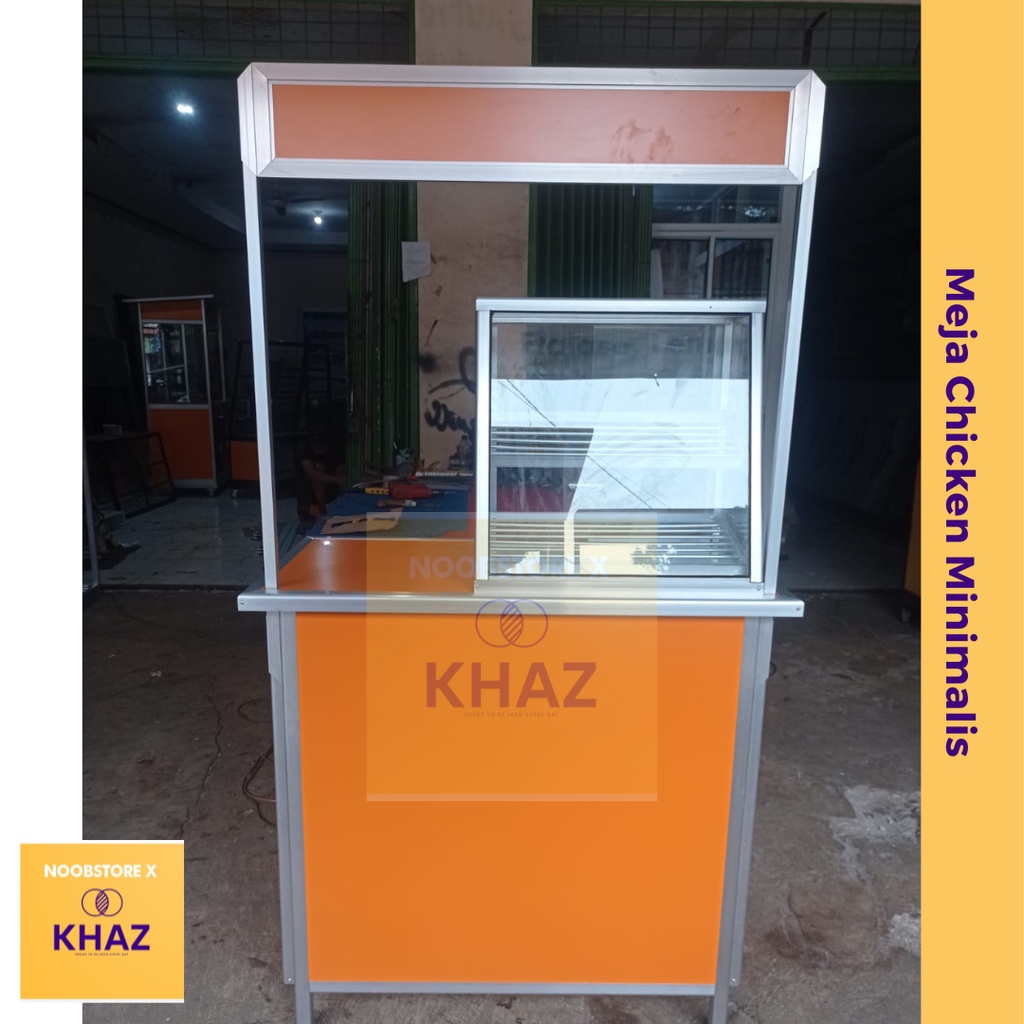 Meja dan Etalase Fried Chicken Mini Aluminium Minimalis - KHAZ