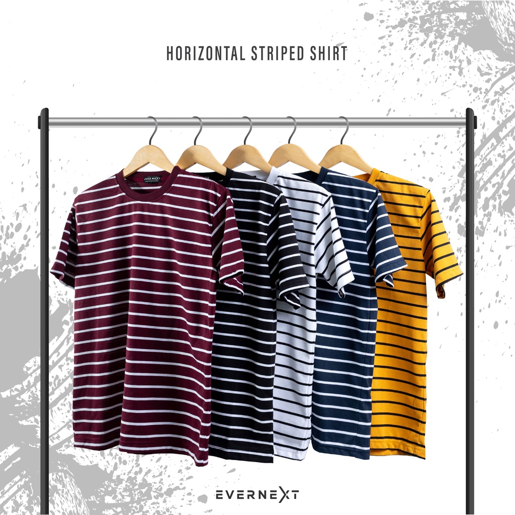 Kaos Salur Atasan Pria Baju Distro Stripe Lengan Pendek Anti Luntur Katun Termurah Kekinian T-Shirt 