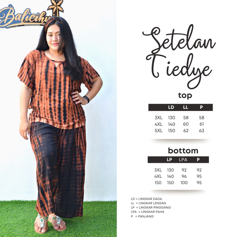 Balicihui Setelan Tiedye Setelan Pelangi Jumbo Setelan Jumbo Wanita Plus Size Big Size Piyama Jumbo