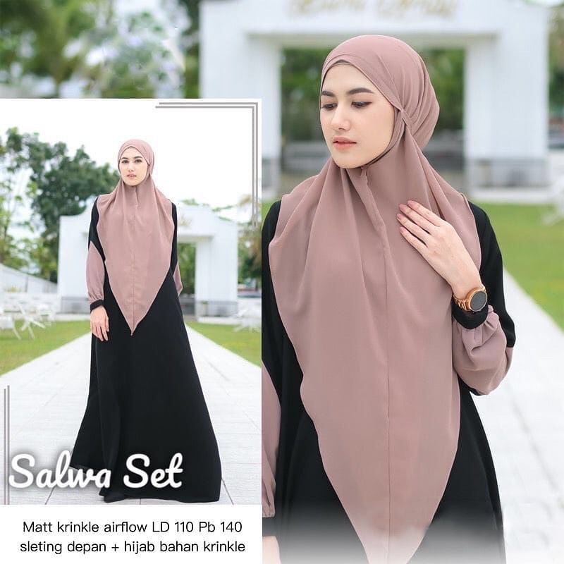 ALFAZZA STORE - SALWA SET - BERGO PLUS DRESS - 2IN1 - GAMIS LEBARANG FASHION MUSLIM WANITA TERBARU - CRINCLE - GAMIS SYARI - TERBARU BAJU MUSLIM WANITA