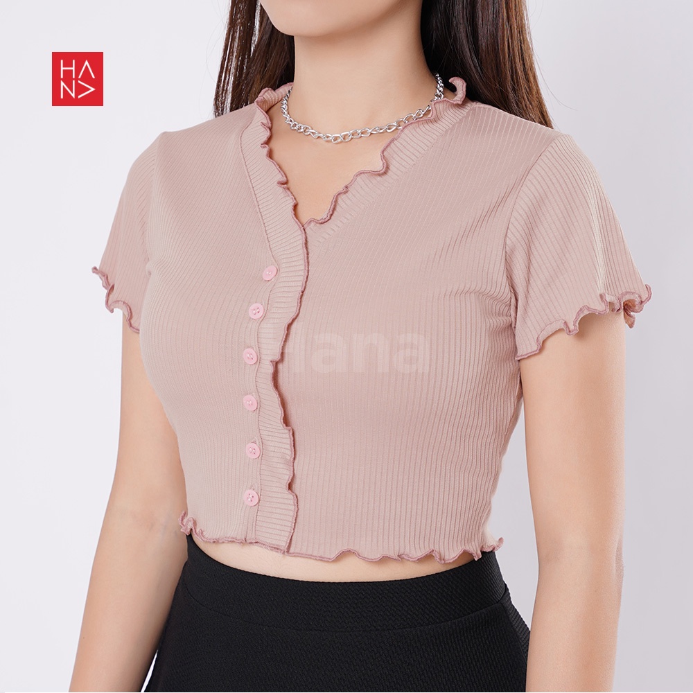 Hana Fashion - Wendy Knit Crop Top Korean Style Atasan Wanita - CT104