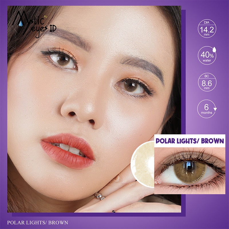 [✅COD] MYSTICEYES softlens polar lights series brown blue lensa kontak colore contact lense normal 14.2mm