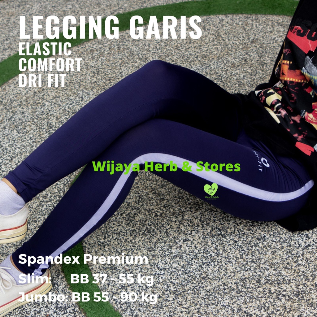 [Sport ] Legging Senam Wanita Motif Garis / Celana Ketat Olahraga / Celana Legging Panjang Wanita