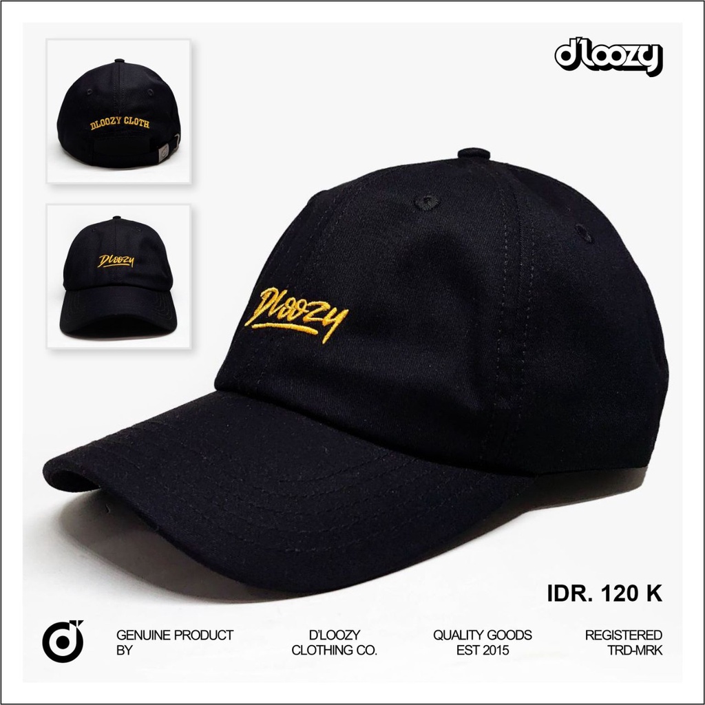 DLOOZY Topi Pria Wanita Baseball Polo Cap Black