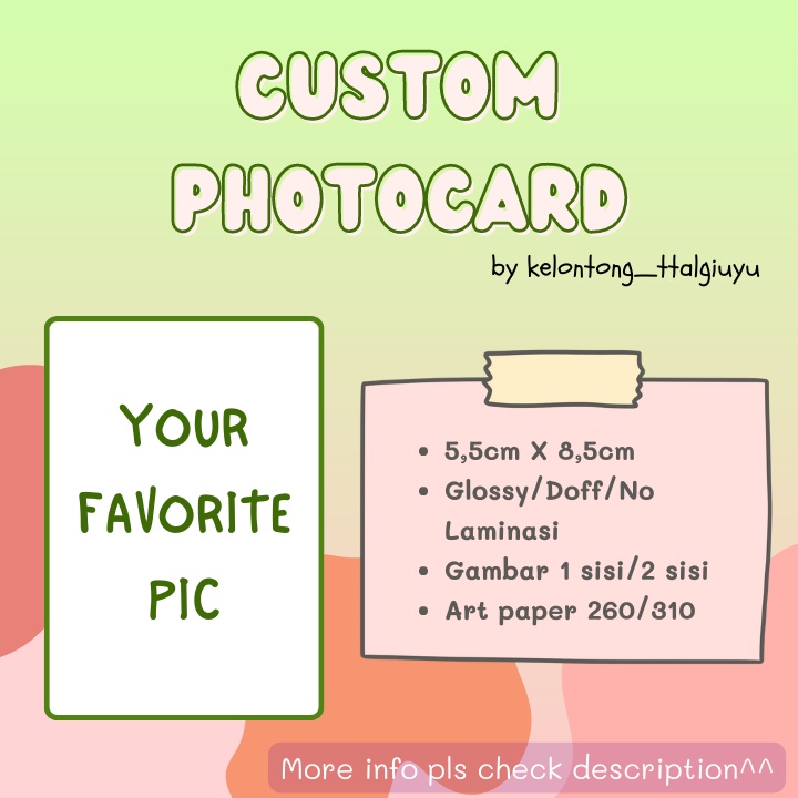 [PRE-ORDER] Cetak pc photocard custom kpop freebies
