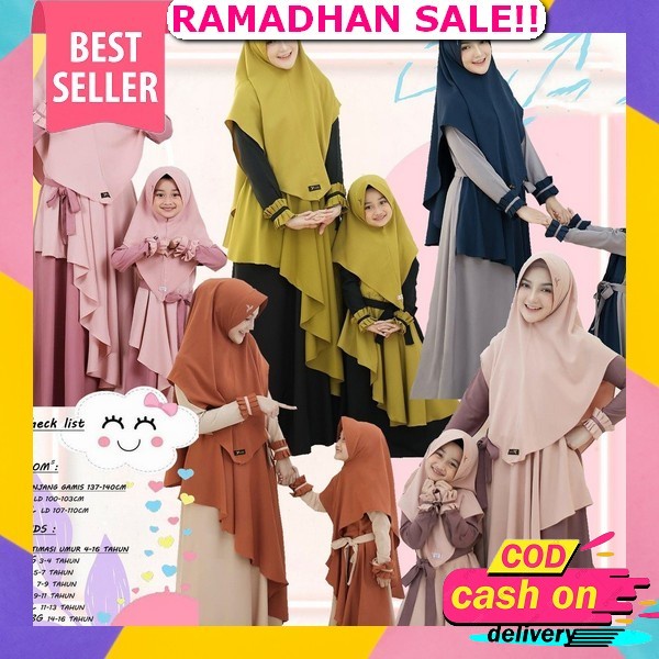 Amella Couple Gamis Terbaru 2023 Ibu Dan Anak Perempuan Usia 9 Tahun Ke Atas Mewah Elegan Baju Musli