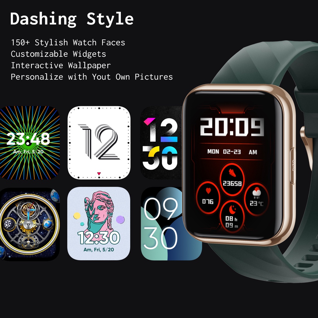 DIZO Watch D 1.8 inch Dynamic display with 550nits brightness (by realme techLife) Green color