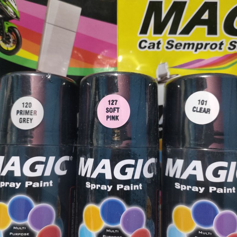 Pilok Pilox Cat Semprot Magic Paket Lengkap 3 Kaleng 300cc Paketan Ping Muda Soft Pink 127 Primer Grey Epoxy 120 Clear Pernis Glossy Mengkilap 101 Spray Paint