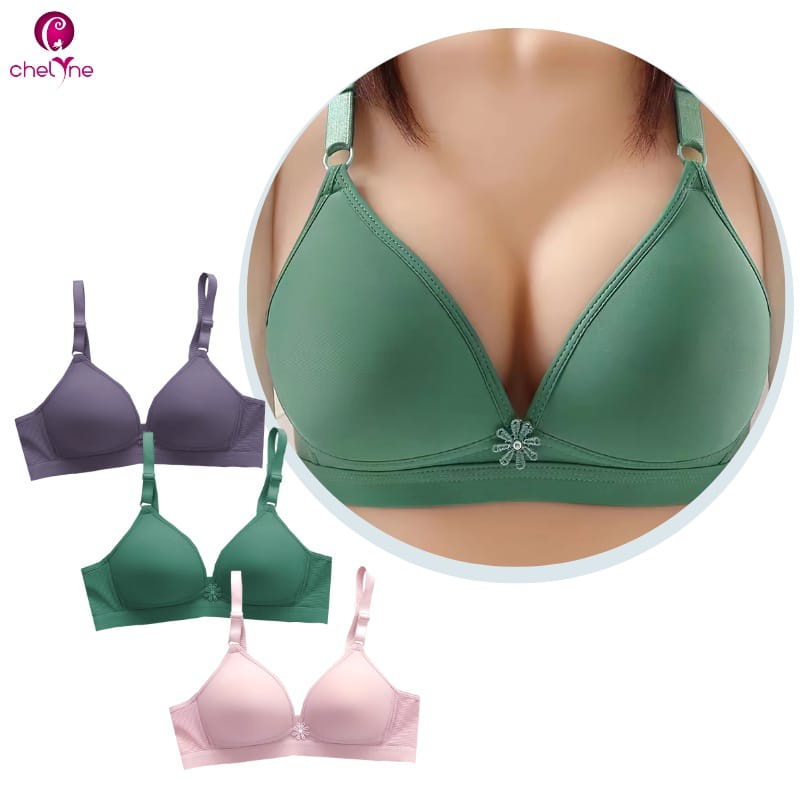 BH Chelyne Harian V777 Tanpa Kawat - Super Soft Dengan Sayap Berpori - Full Cup Daily Bra 36/42