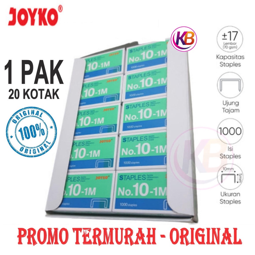 

1 Pax Isi Staples Joyko Kecil No.10 / Refill Steples / Stapler/ Isi Hekter / 1 Pax Besar ( 20Kotak ) / Toko Gemilang