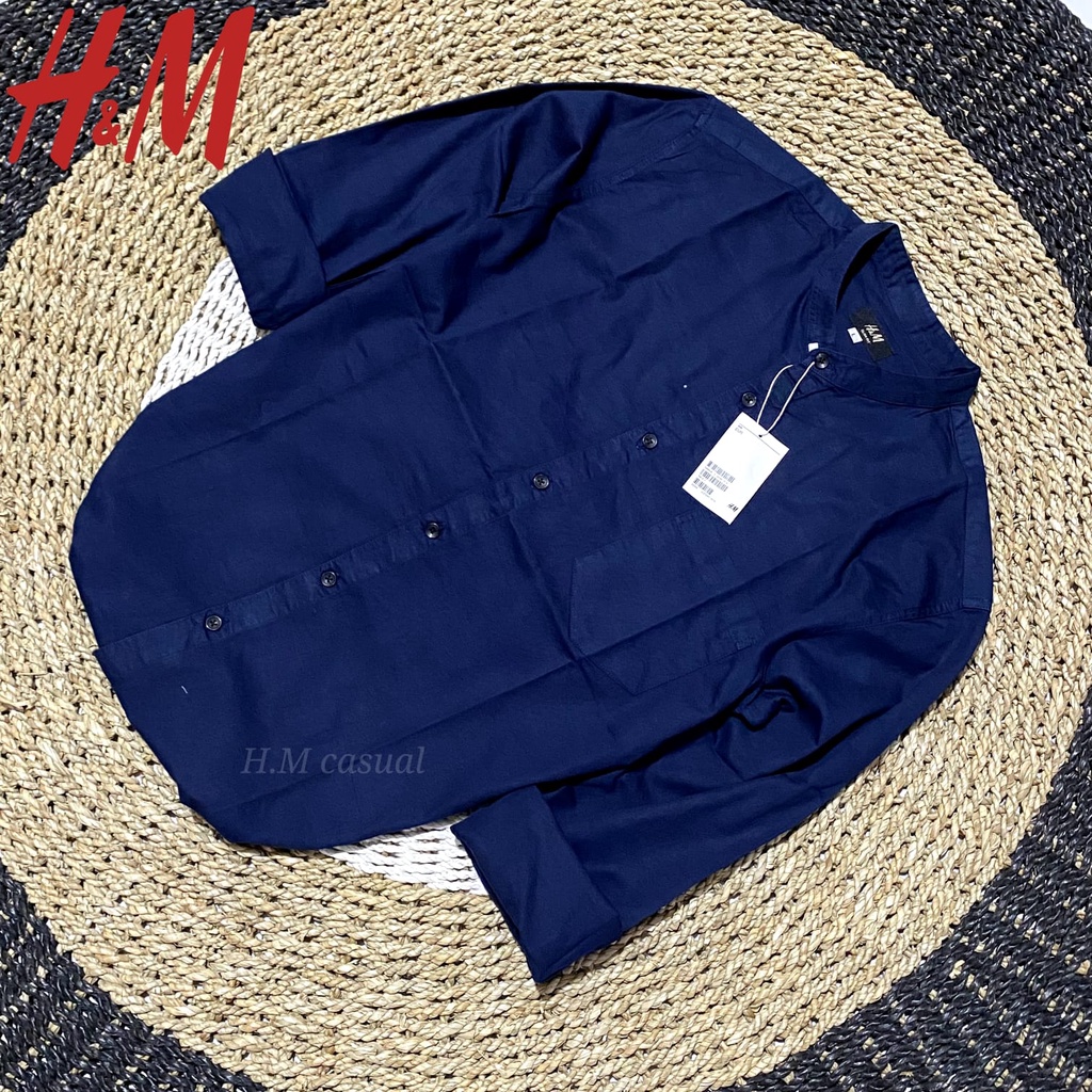 Kemeja h&amp;m pria lengan panjang/Kemeja polos kerah sanghai lengan panjang pria