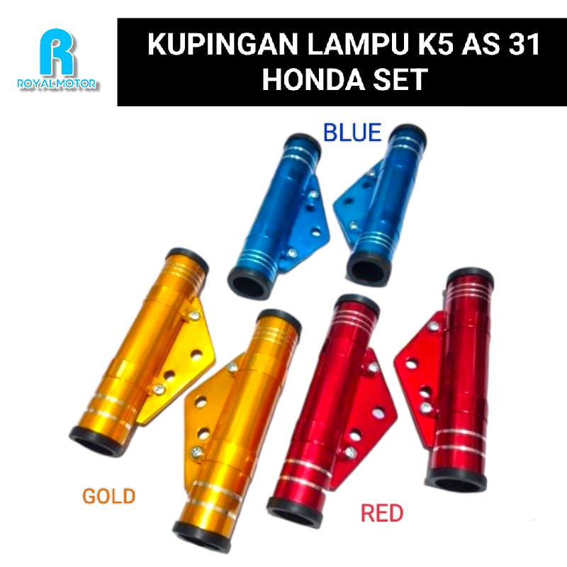 KUPINGAN LAMPU PESEK MODEL K5 CNC ALUMINIUM SET AS 31 HONDA / DUDUKAN BREKET PANGKON LAMPU DEPAN PNP RX KING GL CB MEGA PRO TIGER