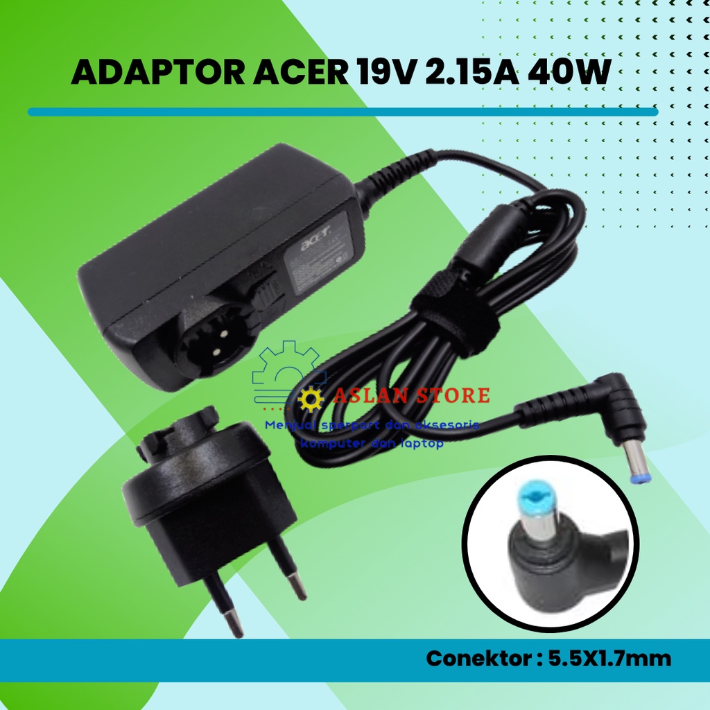 Adaptor Charger Carger Original Netbook Acer Aspire One Happy 19V-2.15